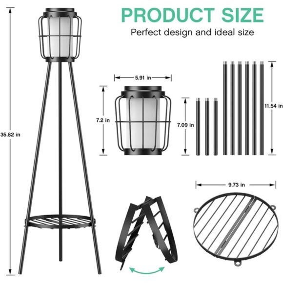 2 Pack Solar Lights with Plant Stand, Outdoor Floor Lamps, Waterproof Solar - Picture 3 of 7